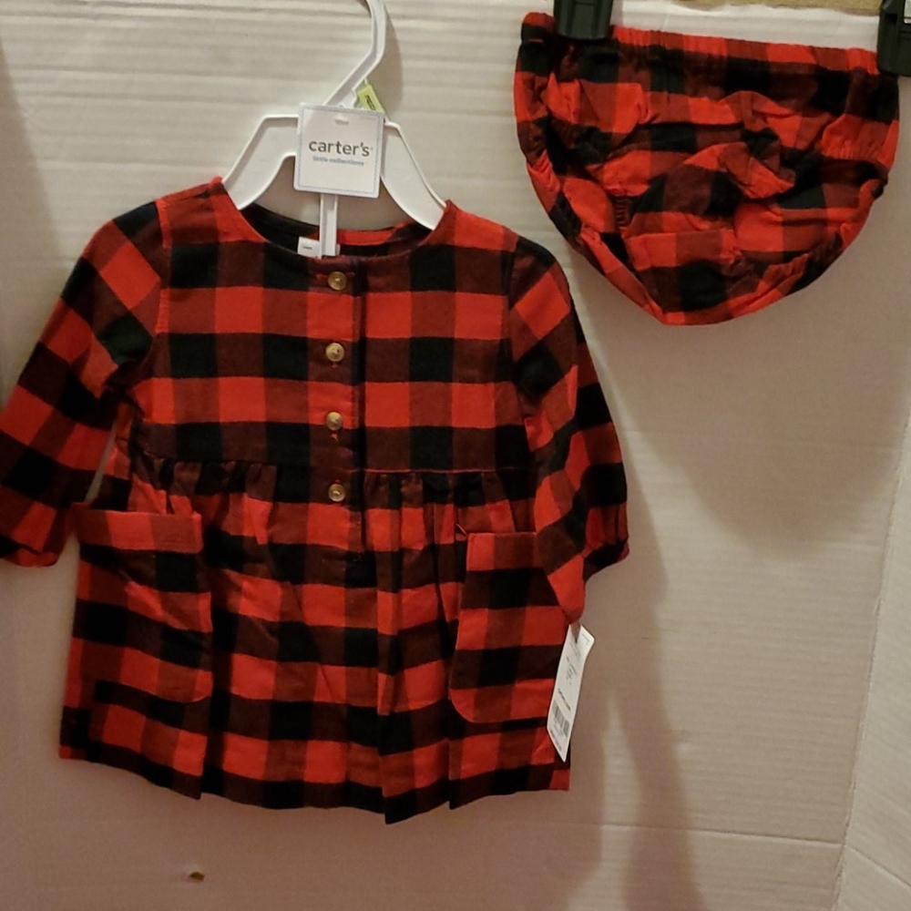 NWT: Carter's Flannel Dress Set